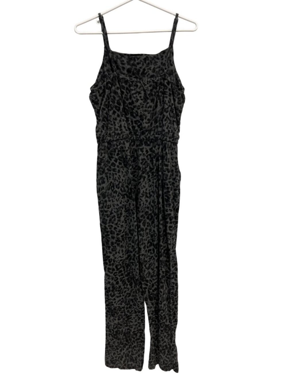 Old Navy Jumpsuit Medium Tall Sleeveless Leopard Animal Print Gray Black Trendy - Picture 3 of 9